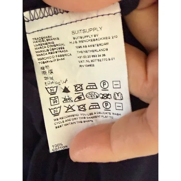 Suitsupply Mens Navy Egyptian Cotton Dress Shirt Navy Blue Size 15.5 Extra Slim - Picture 8 of 10